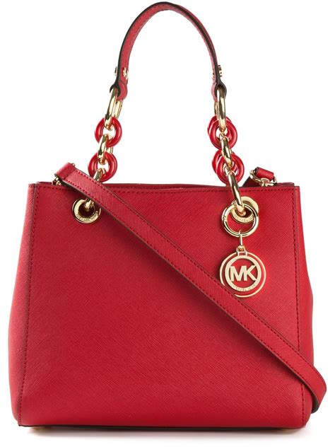 michael kors cynthia red medium|Cynthia Medium Leather Satchel .